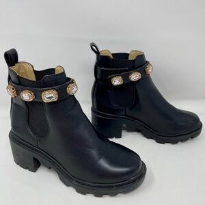 Steve Madden Black Ankle Boots with Gem Embellishments Tik Tok Favourite